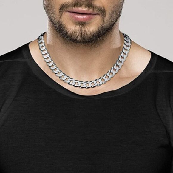 24” Men’s Solid 925 Sterling Silver Cuban Chain - Picture 2 of 7